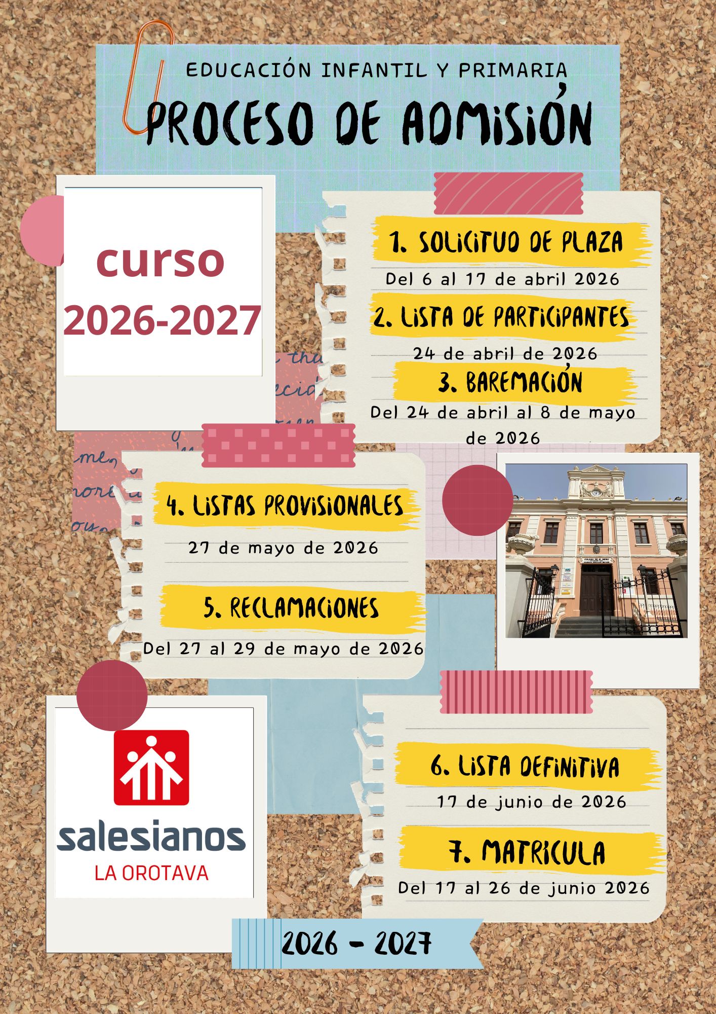 Proceso de Admisión Infantil y Primaria Salesianos La Orotava